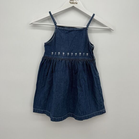 Kidlooks Denim 4T Girls Floral Embroidered Dress Cotton - Picture 1 of 8